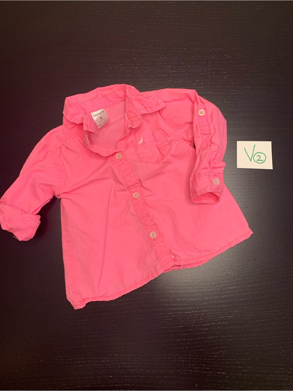 ⭐️2/$8.00⭐️ Carter's 9m Bright Pink Long-Sleeve Button-Down Shirt